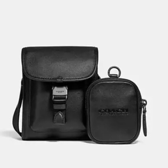 Coach Charter North South Crossbody Black Leather w Hybrid Pouch 2 in 1 C2388 - Picture 7 of 8